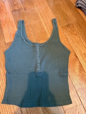 wild fable Olive Green Ribbed Henley Tank